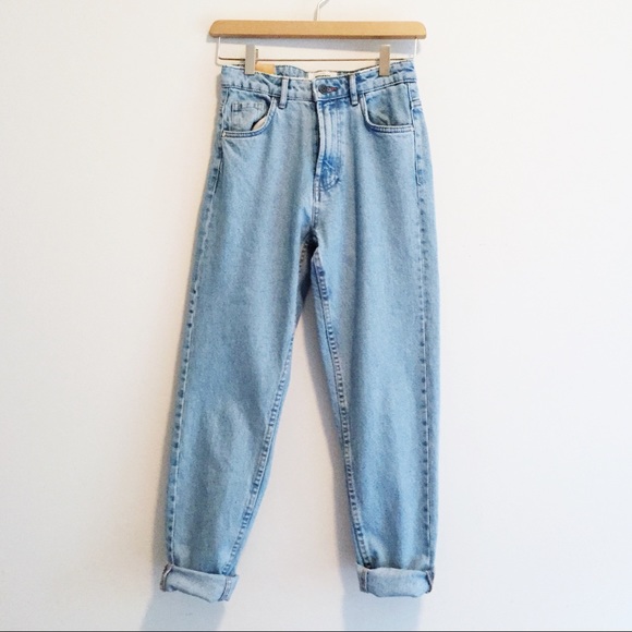 Zara Denim - Zara high rise mom jeans light wash faux vintage